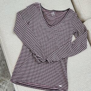 Women's Striped V-Neck Long Sleeve Top, Hollister, Small